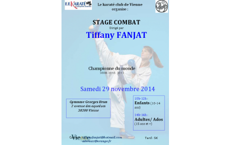 Pas de cours SAMEDI 29   -   STAGE COMBAT Tiffany FANJAT 