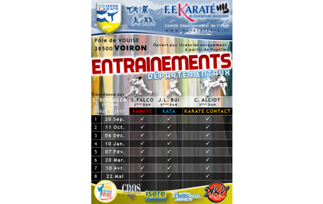 CALENDRIER ENTRAINEMENTS DEPARTEMENTAUX